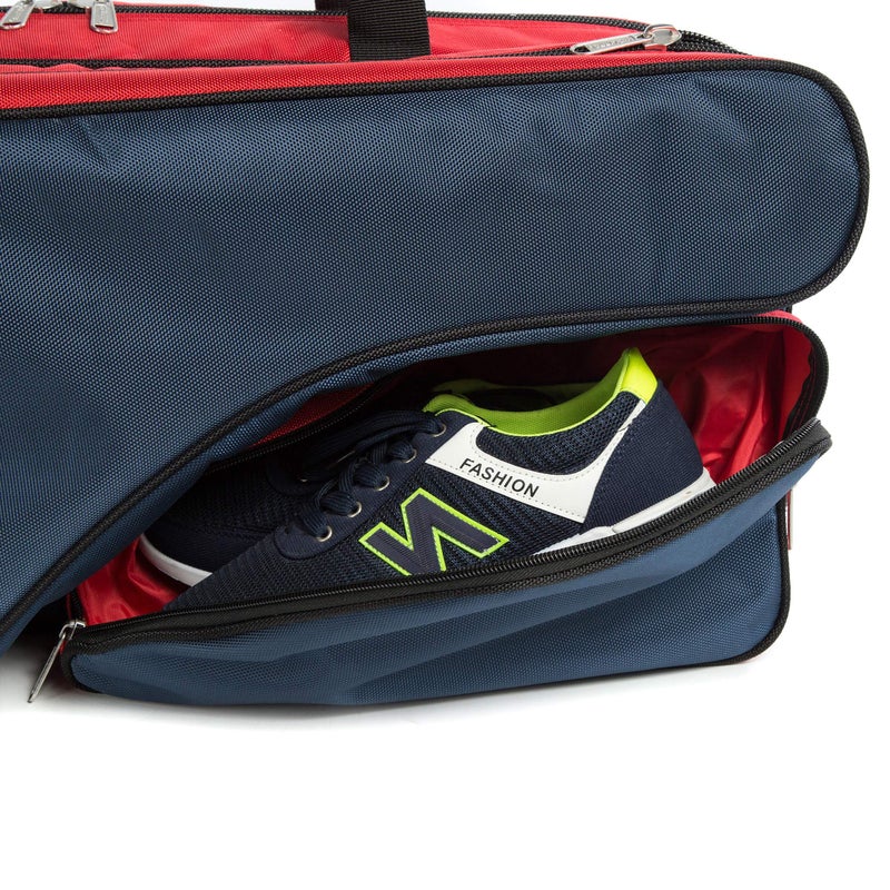 K-Cliffs Tennis Racket Bag | Deluxe Ballistic Nylon Travel Tournament Duffel | Shoe Compartment Red Blue Black - Image 5
